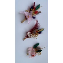 Bivalvia Accessories Karışık Çiçekli Damat Yaka Çiçeği Seti 3
