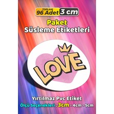 Sb Store Love Aşk Temalı Hediye Paket Süsleme Etiketi Model 132 - 96 Adet 3cm