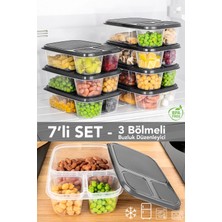 Meleni Home 7'li Dikdörtgen 3 Bölmeli Saklama Kabı - Mikrodalga ve Difrize Uygun Buzdolabı Organizer Difriz Kabı
