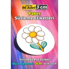 Sb Store Çiçek Temalı Ambalaj Hediye Paket Süsleme Etiketi Model 142 - 96 Adet 3cm