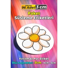 Sb Store Çiçek Temalı Ambalaj Hediye Paket Süsleme Etiketi Model 147 - 96 Adet 3cm
