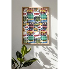 Artavessa Tek Parça Gerçek Ham Ahşap Çerçeveli Popart Kare Çizgili Tablo - Model 25
