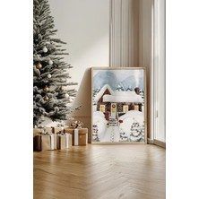 Artavessa Tek Parça Gerçek Ham Ahşap Çerçeveli Yılbaşı(New Year) Temalı Tablo - Model 66