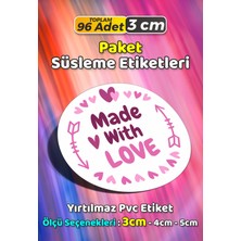 Sb Store Sevgiyle Hazırlandı Made With Love Paket Süsleme Etiketi Model 194 - 96 Adet 3cm
