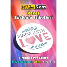 Sb Store Sevgiyle Hazırlandı Made With Love Paket Süsleme Etiketi Model 171 - 96 Adet 3cm
