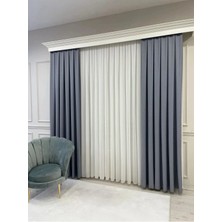 Assina Keten Gri 1/2 Seyrek Pile Kalın Tek Kanat Fon Perde