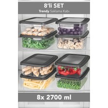 Meleni Home 8'li Trendy Buzdolabı Düzenleyici - Mikrodalga ve Difrize Uygun Organizer Saklama Difriz Kabı 2700ML