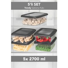 Meleni Home 5'li Trendy Buzdolabı Düzenleyici - Mikrodalga ve Difrize Uygun Organizer Saklama Difriz Kabı 2700ML