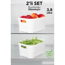 Meleni Home 2'li 3800 ml Buzdolabı Düzenleyici - Mutfak Banyo Dekoratif Dolap Içi Çok Amaçlı Organizer Beyaz