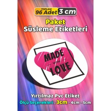 Sb Store Sevgiyle Hazırlandı Made With Love Paket Süsleme Etiketi Model 187 - 96 Adet 3cm