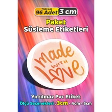 Sb Store Sevgiyle Hazırlandı Made With Love Paket Süsleme Etiketi Model 175 - 96 Adet 3cm