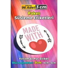 Sb Store Sevgiyle Hazırlandı Made With Love Paket Süsleme Etiketi Model 192 - 96 Adet 3cm