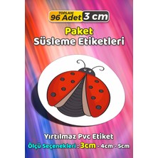Sb Store Uğur Böceği Temalı Ambalaj Hediye Paket Süsleme Etiketi Model 156 - 96 Adet 3cm