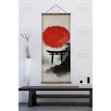 Artavessa Japon Tarzı Gerçek Ahşap Boyalı Çıtalı Askılı Kanvas Tablo - ARTJPNPSTRDK10
