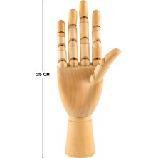 Temel Ahşap El Modeli, Mafsallı Tabanlı Çizim ve Takı Sergileme Mankeni, 25 cm