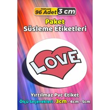 Sb Store Love Aşk Temalı Hediye Paket Süsleme Etiketi Model 136 - 96 Adet 3cm