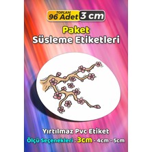 Sb Store Çiçek Temalı Ambalaj Hediye Paket Süsleme Etiketi Model 148 - 96 Adet 3cm