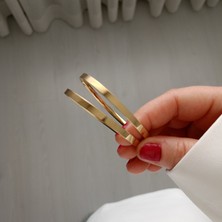 Lente Aksesuar Çelik Gold 2'li Set Ajda Bilezik (4mm)