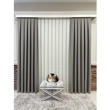 Assina Keten Kumaş Taş Rengi 1/2 Seyrek Pile Kalın Tek Kanat Fon Perde