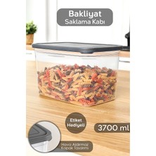 Meleni Home 1 Adet Etiketli Derin Erzak Saklama Kabı - Bakliyat Şeker Un Kabı Gıda Erzak Kutusu 3700 ml Şeffaf