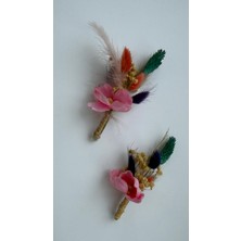 Bivalvia Accessories Pembe Ortanca Damat Yaka Çiçeği Seti 2