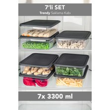 Meleni Home 7'li Trendy Buzdolabı Düzenleyici - Mikrodalga ve Difrize Uygun Organizer Saklama Difriz Kabı 3300ML