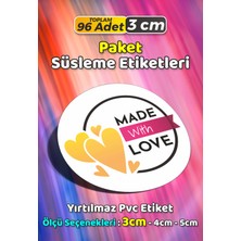 Sb Store Sevgiyle Hazırlandı Made With Love Paket Süsleme Etiketi Model 186 - 96 Adet 3cm