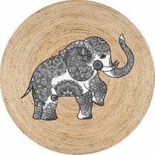 Kilim Home Boho 935 Fil Mandala Natural Doğal Jüt