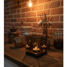 Glow Design Ahşap Tabanlı Mumluk - Tek Mumlu Sonsuzluk Aynalı Mumluk - Hediye Mum Gönderilmektedir.