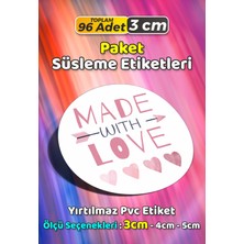 Sb Store Sevgiyle Hazırlandı Made With Love Paket Süsleme Etiketi Model 174 - 96 Adet 3cm