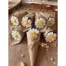 Queens Atölye ​papatya Temalı Hediyelik Mum (25 Adet) - Kraft Külah Aranjmanlı (Nikah, Nişan, Söz, Kına, Sünnet, Mevlüt, Bebek Hediyesi)