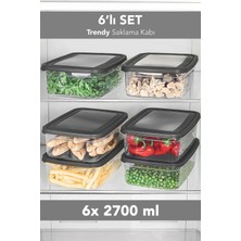 Meleni Home 6'lı Trendy Buzdolabı Düzenleyici - Mikrodalga ve Difrize Uygun Organizer Saklama Difriz Kabı 2700ML