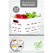 Meleni Home 1 Adet 3,8 Lt Delikli Buzdolabı Düzenleyici - Mutfak Banyo Çok Amaçlı Dolap Içi Organizer Beyaz