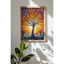 Artavessa Tek Parça Gerçek Ham Ahşap Çerçeveli Mosaic Temalı Tablo - Model 13