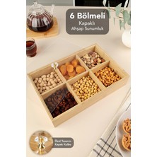 Meleni Home 6 Bölmeli Kapaklı Saklama Kabı - Pleksi Kapak Organizer Sunumluk Çerezlik Kahvaltılık Saklama Kutusu