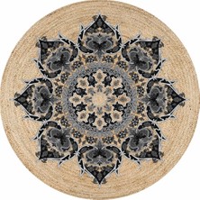 Kilim Home Boho 933 Gri-Siyah Mandala Natural Doğal Jüt