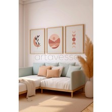 Artavessa 3 Parça Gerçek Ham Ahşap Çerçeveli Tablo Seti - Model 20