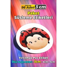Sb Store Uğur Böceği Temalı Ambalaj Hediye Paket Süsleme Etiketi Model 162 - 96 Adet 3cm