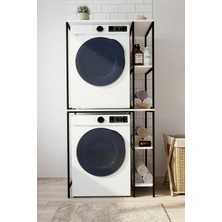 GOLDFALEZ Çamaşır Makinesi Dolabı Yan Raflı Dolap Metal Banyo Organizer Çok Katlı Düzenleyici 264 Siyah