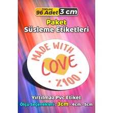 Sb Store Sevgiyle Hazırlandı Made With Love Paket Süsleme Etiketi Model 196 - 96 Adet 3cm