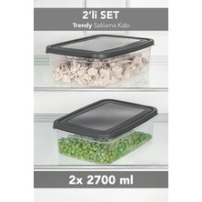 Meleni Home 2'li Trendy Buzdolabı Düzenleyici - Mikrodalga ve Difrize Uygun Organizer Saklama Difriz Kabı 2700ML