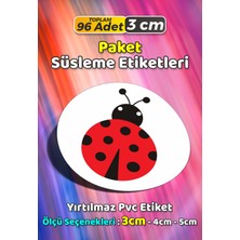 Sb Store Uğur Böceği Temalı Ambalaj Hediye Paket Süsleme Etiketi Model 154 - 96 Adet 3cm