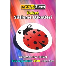 Sb Store Uğur Böceği Temalı Ambalaj Hediye Paket Süsleme Etiketi Model 163 - 96 Adet 3cm