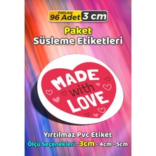 Sb Store Sevgiyle Hazırlandı Made With Love Paket Süsleme Etiketi Model 188 - 96 Adet 3cm