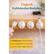 Plasfire Siyah Beyaz Kablo Düzenleyici 10’lu, Yapışkan Masa Üstü Tutucu