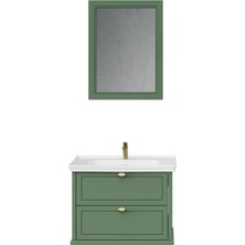 Creavit Antik Iki Çekmeceli 80 cm Zeytuni Lavabo Dolabı Ikili Set