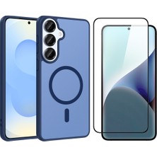 Vendas Samsung Galaxy A56 Kılıf M-Safe Şarj Özellikli Zore Babet Kapak + Cam Ekran Koruyucu