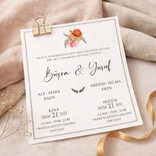 Gmt Ambalaj Kişiye Özel Düğün & Kına Davetiyesi – 350 gr Kuşe Kağıt – Şık Kare Tasarım -50 Adet