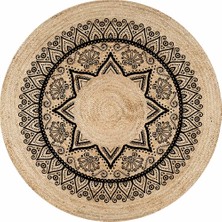 Kilim Home Boho 918 Siyah Mandala Desenli Natural Jüt
