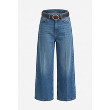 Magarde Premium Kemerli Flare Jean- Mavi